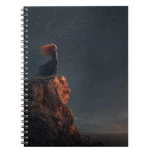 Mystical Night Sky Notebook - Frauen auf Cliff Und Notizblock