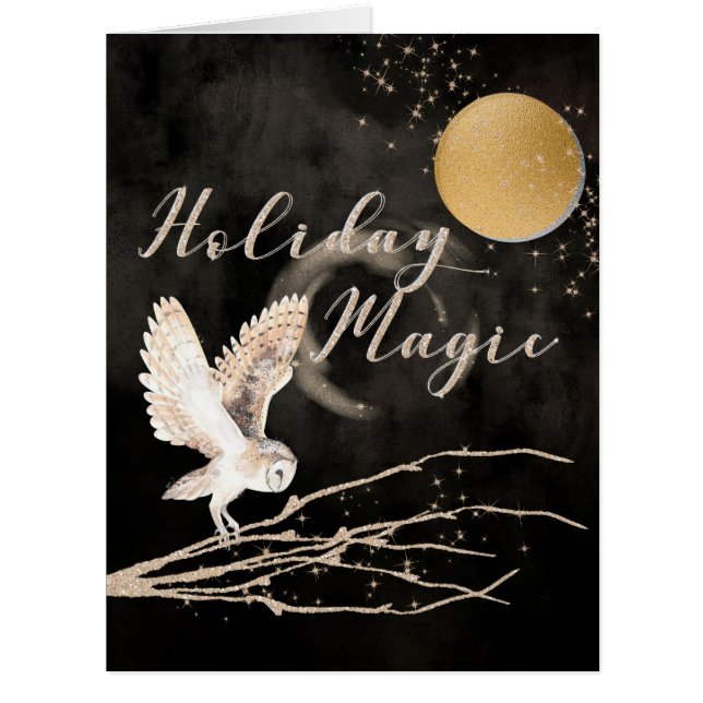 Mystical Owl Holiday Magic Sparkle Moon (Vorderseite)