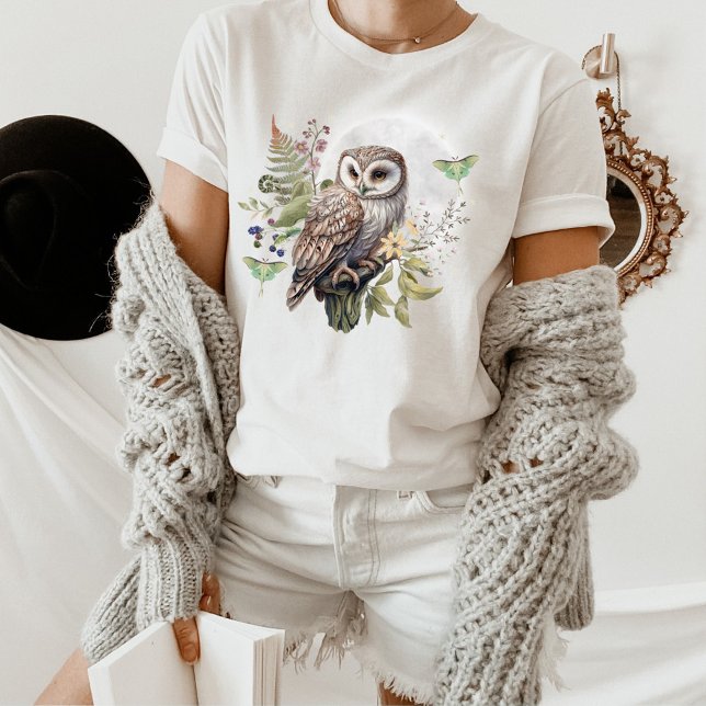 MYSTICAL OWL & Luna Moth T - Shirt, Forest Bird te T-Shirt (Von Creator hochgeladen)