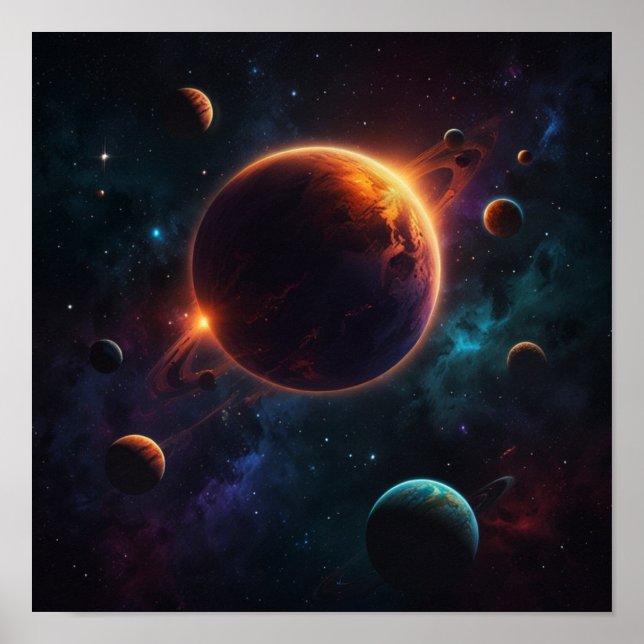 Mystical Planet in Space Poster (Vorne)