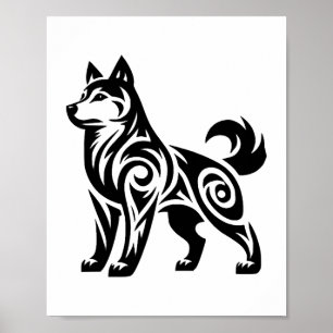 Mystical Powerful Tribal Husky Dog Poster