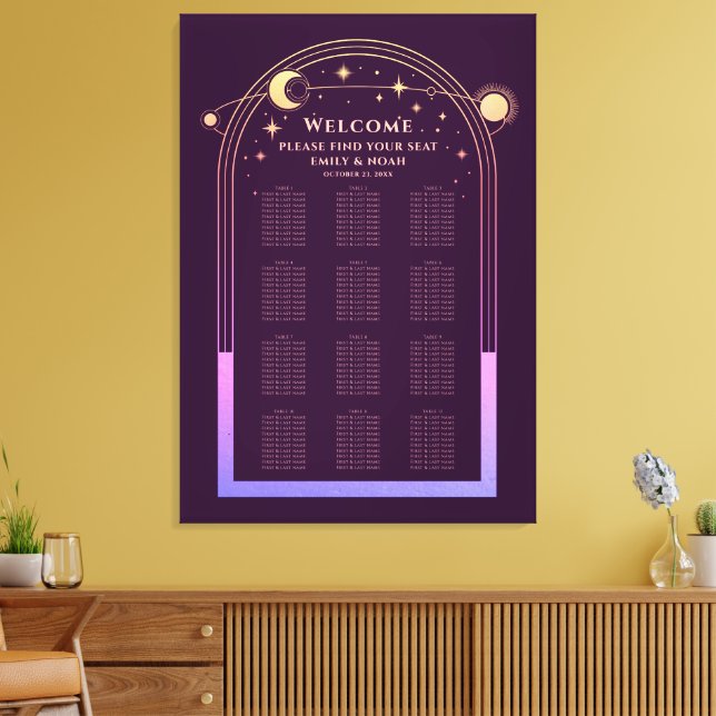 Mystical Rainbow Plum Sun Moon Stars Wedding Leinwanddruck (Insitu (Wohnzimmer))