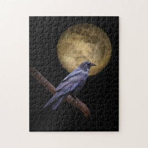 Mystical Raven and Moon at Night Challenging