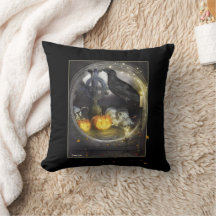 Mystical Raven Bird Black Throw Kissen