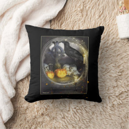 Mystical Raven Bird Black Throw Kissen