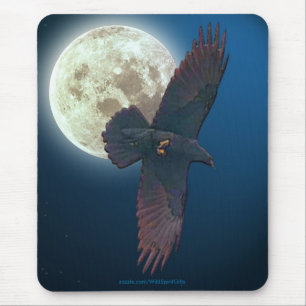 Mystical Raven & Full Moon Fantasy Art Mousepad