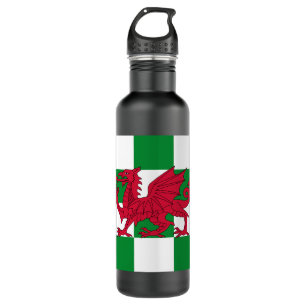 Mystical Red Celtic Dragon Flag Wales Edelstahlflasche