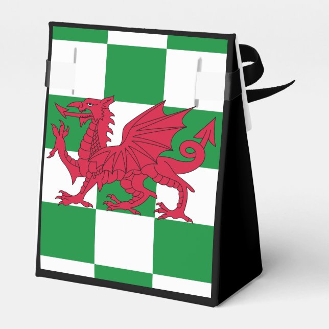 Mystical Red Celtic Dragon Flag Wales Geschenkschachtel (Rückseite)