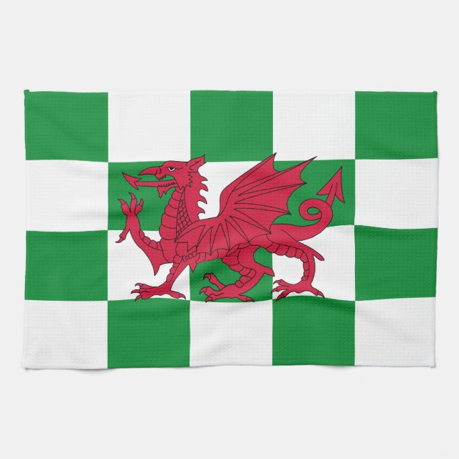 Mystical Red Celtic Dragon Flag Wales Geschirrtuch (Horizontal)