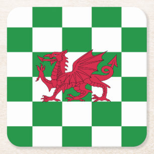 Mystical Red Celtic Dragon Flag Wales Rechteckiger Pappuntersetzer