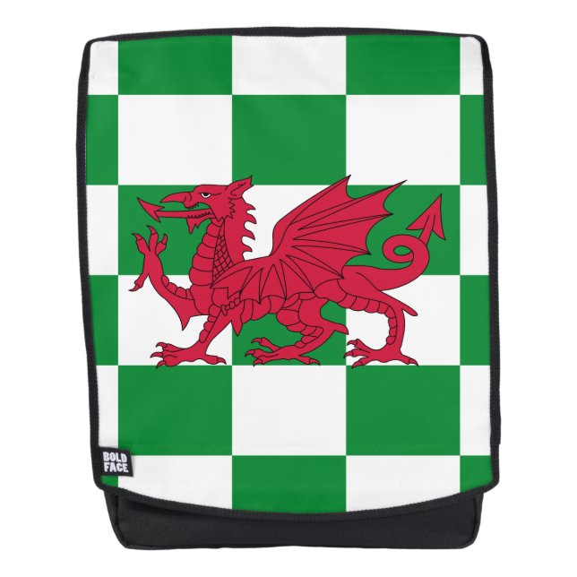 Mystical Red Celtic Dragon Flag Wales Rucksack (Vorderseite)