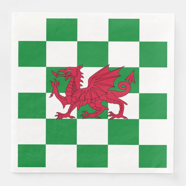 Mystical Red Celtic Dragon Flag Wales Serviette (Vorderseite)