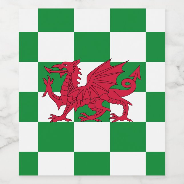 Mystical Red Celtic Dragon Flag Wales Weinetikett (Einzelnes Label)