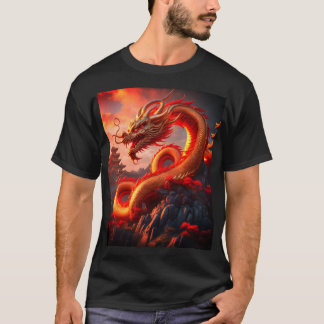 Mystical Red Fire Dragon Art T-Shirt