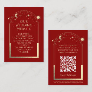 Mystical Red Gold Wedding Website UAWG QR Code Begleitkarte