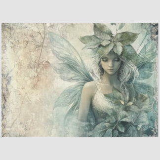 Mystical Sage Green Fairy Decoupage Seidenpapier