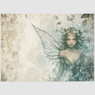 Mystical Sage Green Fairy Decoupage Seidenpapier