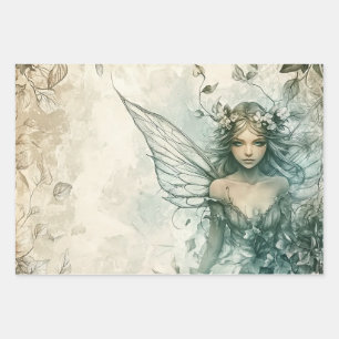Mystical Sage Green Fairy Geschenkpapier Set