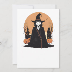 Mystical Salem Black Cat mit Pumpkins Einladung
