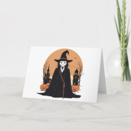Mystical Salem Black Cat mit Pumpkins Einladung