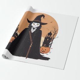 Mystical Salem Black Cat mit Pumpkins Geschenkpapier