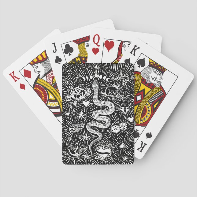 Mystical Snake Lunar White Classic Spielkarten (Rückseite)
