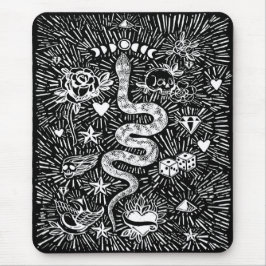 Mystical Snake Lunar White Mousepad