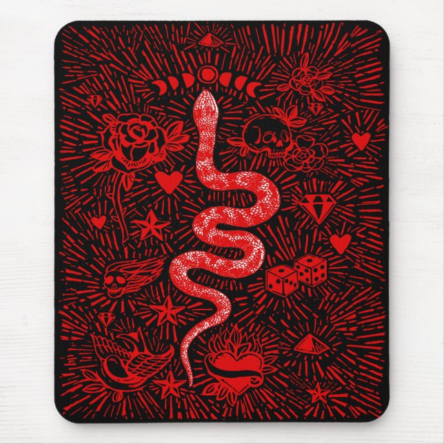 Mystical Snake Red Mousepad (Vorne)