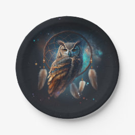Mystical Space Owl with Dreamcatcher Art Pappteller