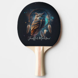 Mystical Space Owl with Dreamcatcher Art Tischtennis Schläger