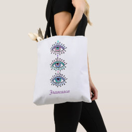 Mystical Spiritual Eyes Design auf weißer Tasche