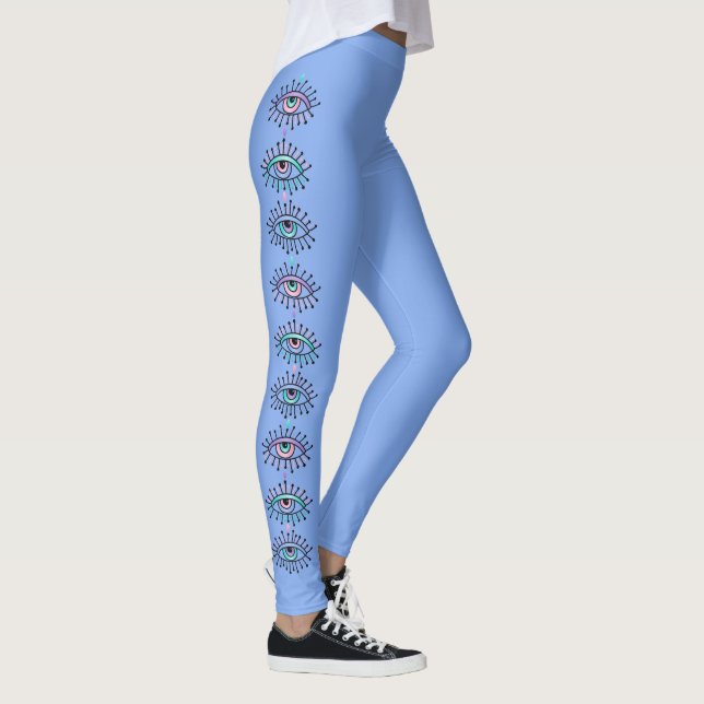 Mystical Spiritual Third Eyes Blue Leggings (Rechts)