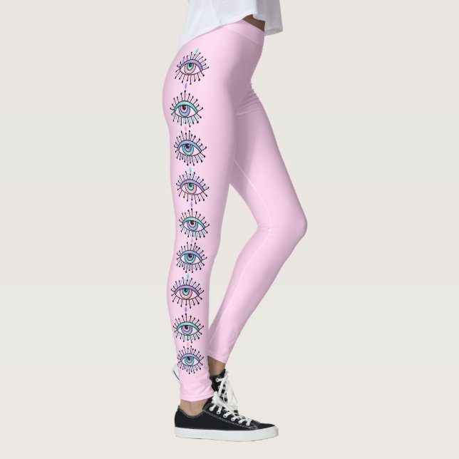 Mystical Spiritual Third Eyes Pink Leggings (Rechts)