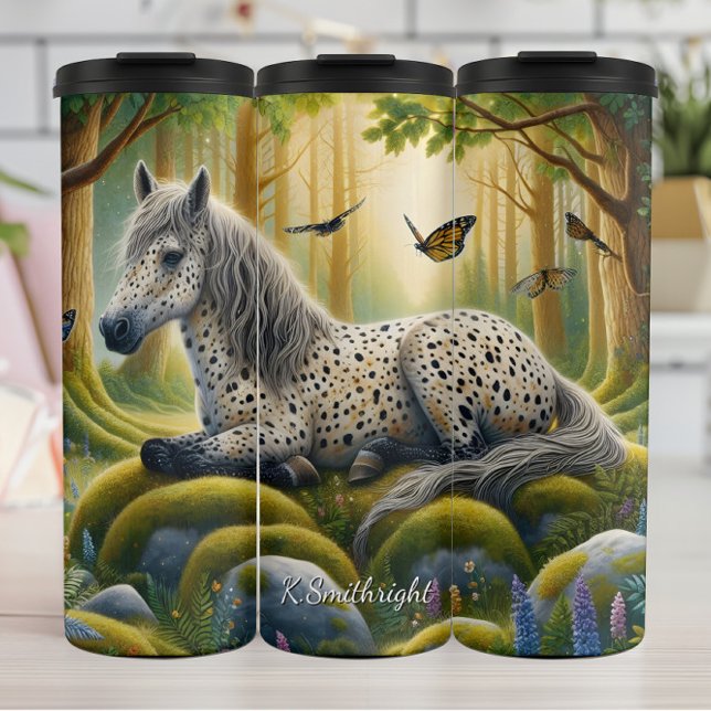 Mystical Spotted Horse Forest Butterflies Thermosbecher (Von Creator hochgeladen)