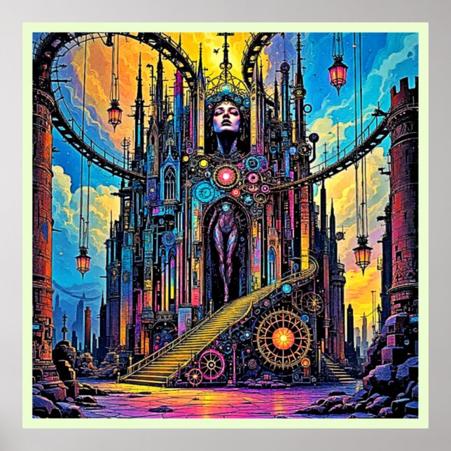 Mystical Steampunk Cathedral Poster (Vorne)