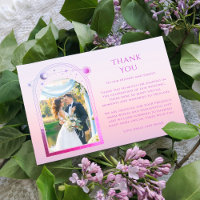 Mystical Sunset Pink Sun Moon Star Foto Wedding