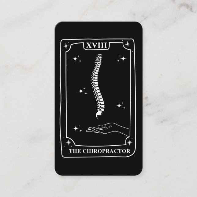 Mystical Tarot Card Black and White Chiropraktor Visitenkarte (Vorderseite)