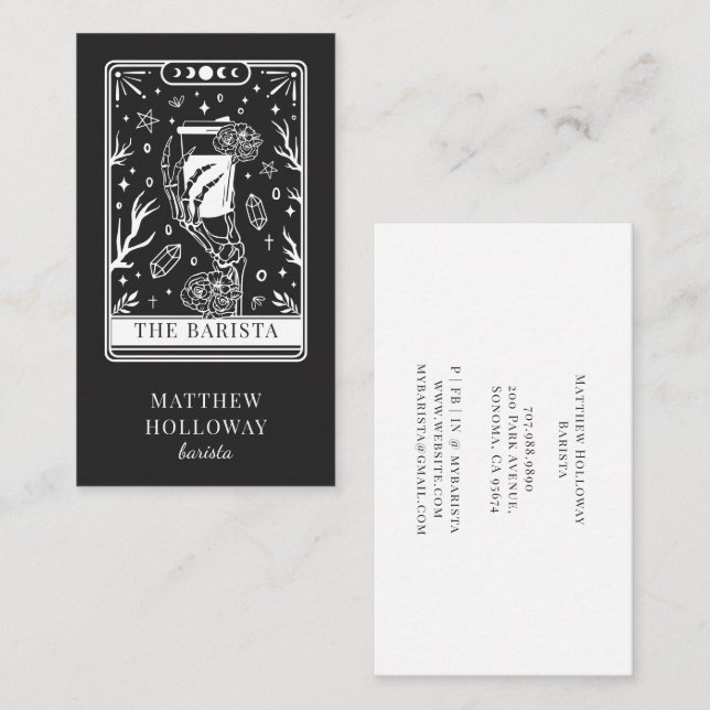 Mystical Tarot Charcoal Gray Barista Visitenkarte (Vorne/Hinten)