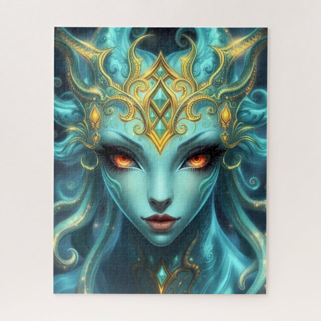 Mystical Teal Goddess with Radiant Ember Eyes (Vertikal)