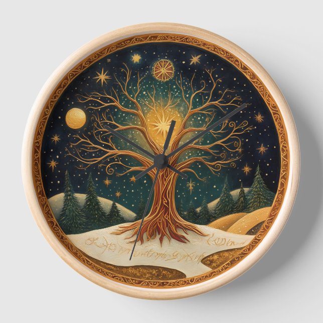 Mystical Tree and Stars Uhr (Vorderseite)
