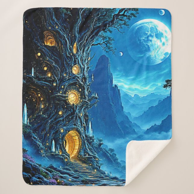 Mystical Tree Zuhause Dreamscape Sherpadecke (Vorderseite)