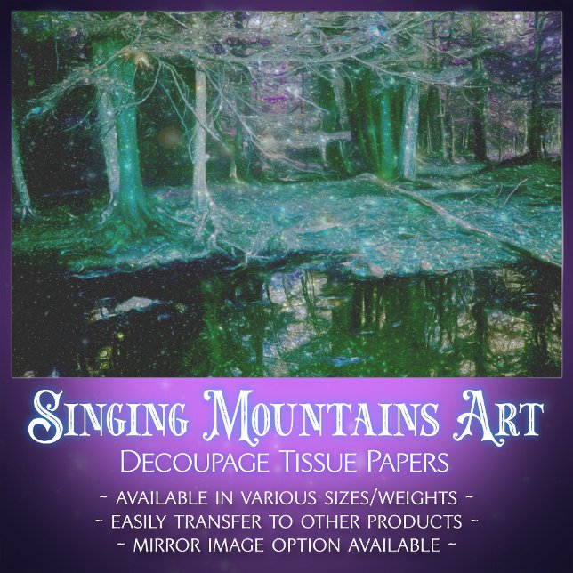 Mystical Twilight Forest Reflection Pond Decoupage Seidenpapier (Von Creator hochgeladen)