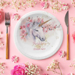 Mystical Unicorn Floral Girl 1. Geburtstag Party Pappteller<br><div class="desc">Die Einführung in unser faszinierendes Mystisches Einhorn und Pink Floral Girl 1. Geburtstag Party Design. Tauchen Sie ein in eine Welt der Verzauberung, während Sie sich auf Ihre kleine Feier vorbereiten. Diese exquisite Kollektion besticht durch ein majestätisches Einhorn als Brennpunkt, das elegant mit zarten rosa Blume und Set vor dem...</div>