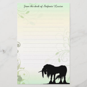 Mystical Unicorn mit Linien (grün/grün) Briefpapier