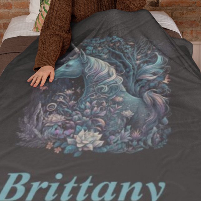 Mystical Unicorn - Personalisierter Fantasy-Wald Fleecedecke (Von Creator hochgeladen)