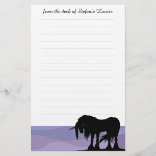 Mystical Unicorn w/lines (lila Wellen) Briefpapier