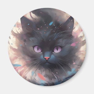 Mystical Watercolor Black Cat Niedliche Katze Magnet