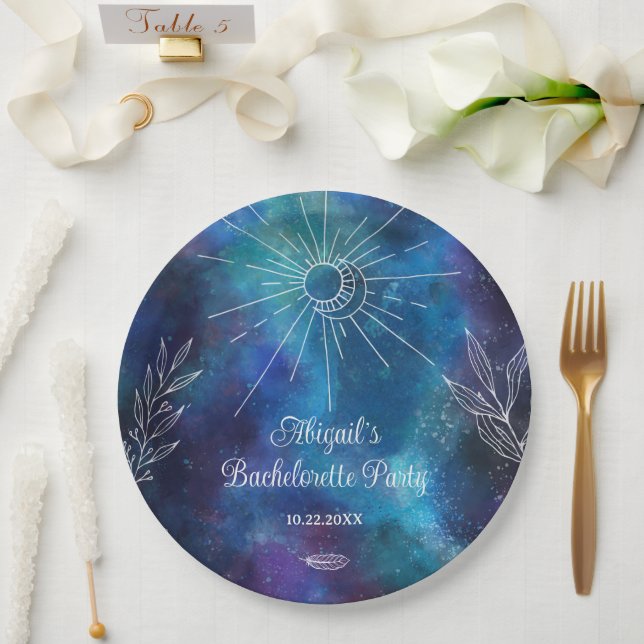 Mystical Watercolor-Junggeselinnen-Abschied Pappteller (Hochzeit)