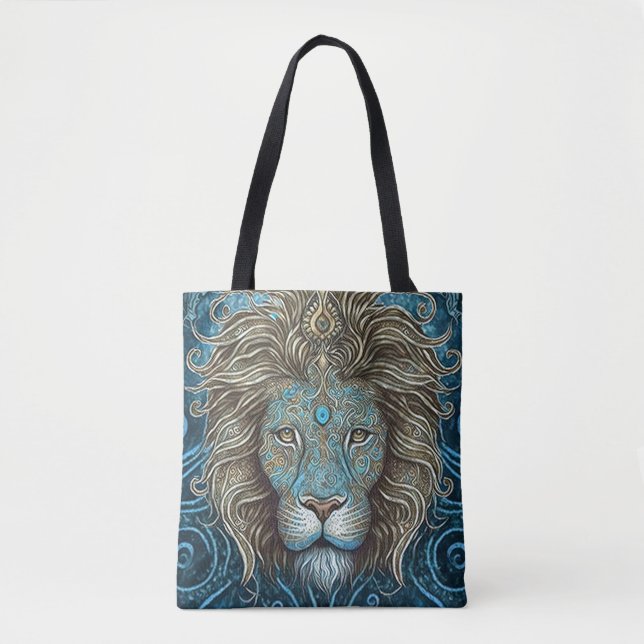 Mystical Watercolor Lion Tote Bag Tasche (Vorderseite)