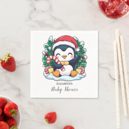 Mystical Whimsical Pinguin Baby Dusche Serviette